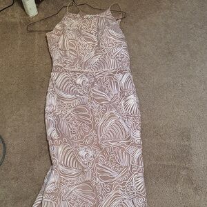Aidan Mattox Champagne color Maxi Dress